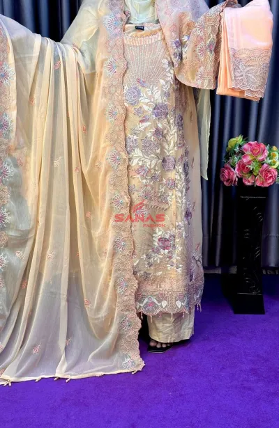Original Pakistani Semi Stitched Premium Chiffon 3ps (P-F73B)
