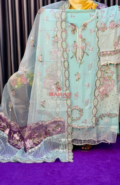 Original Pakistani Semi Stitched Luxury Chiffon 3ps (P-CB61)