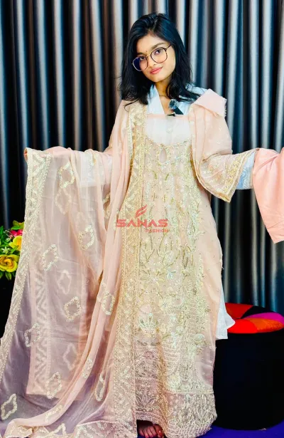 Original Pakistani Semi Stitched Luxury Chiffon 3ps (P-ACA2)