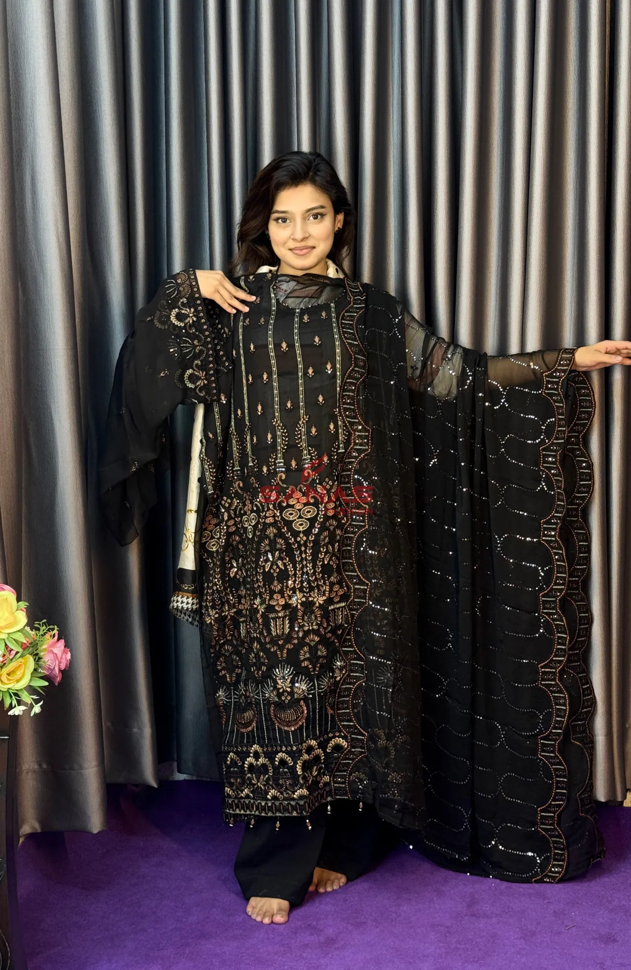 Original Pakistani Semi Stitched Chiffon 3ps (P-44EC)