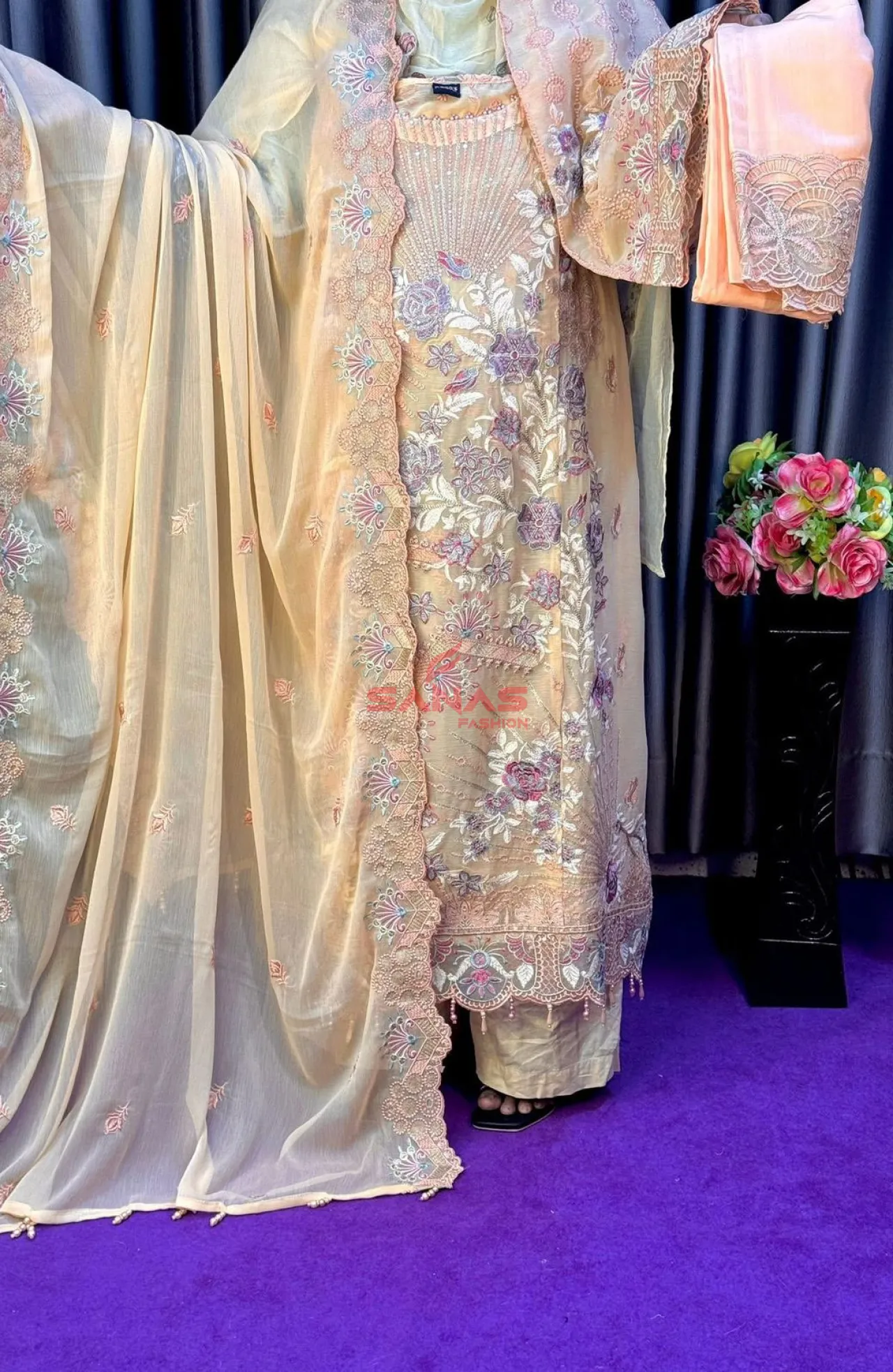 Original Pakistani Semi Stitched Premium Chiffon 3ps (P-F73B)