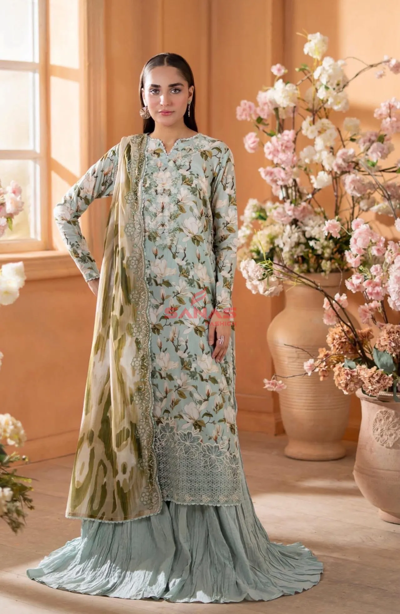 Original Pakistani Unstitched Lawn “Premium Mishaal by Gulljee” (P-218B)