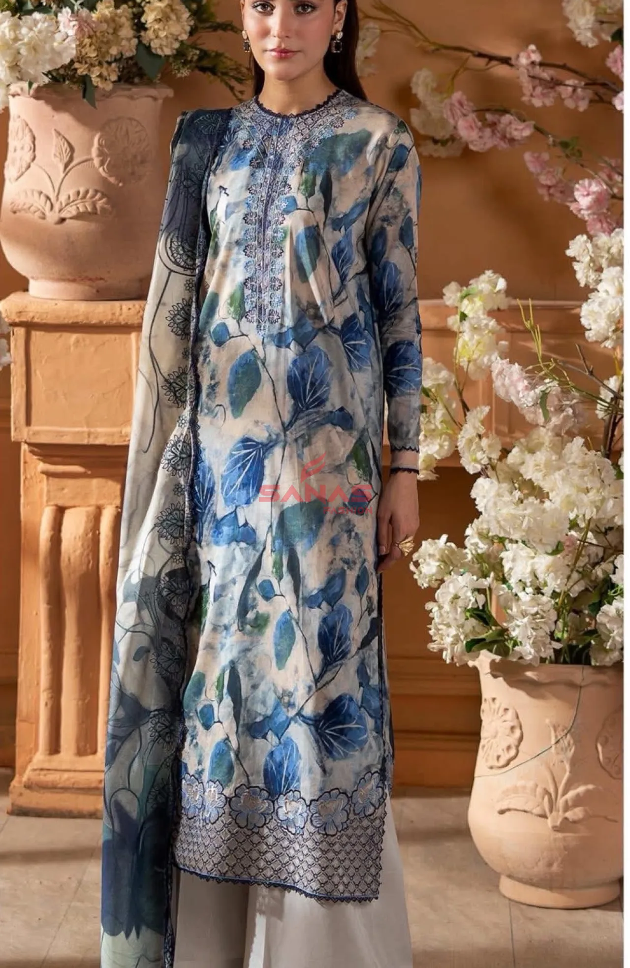 Original Pakistani Unstitched Lawn “Premium Mishaal by Gulljee” (P-9134)